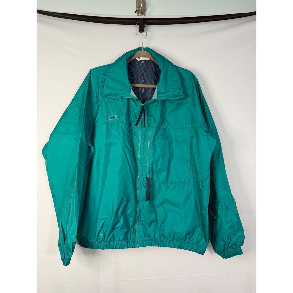 Columbia Windbreaker Jacket Mens L Teal Green Excellent Vintage 90s Full Zip‎